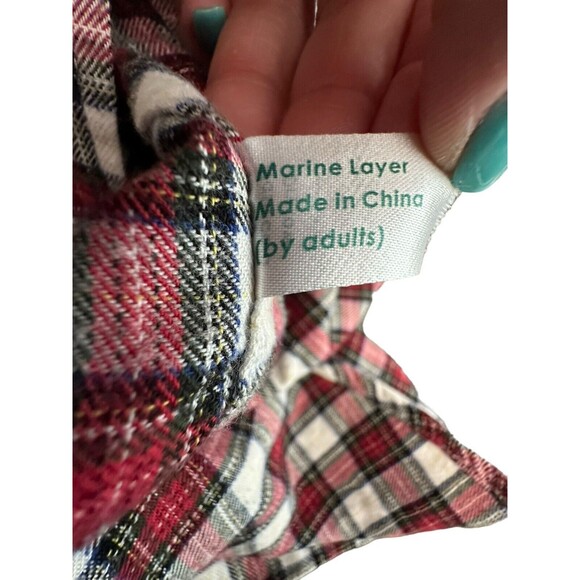 Marine Layer Shirt Women’s Sz Medium Red Check Plaid Collared Flannel Top #I7-1 - Picture 5 of 8
